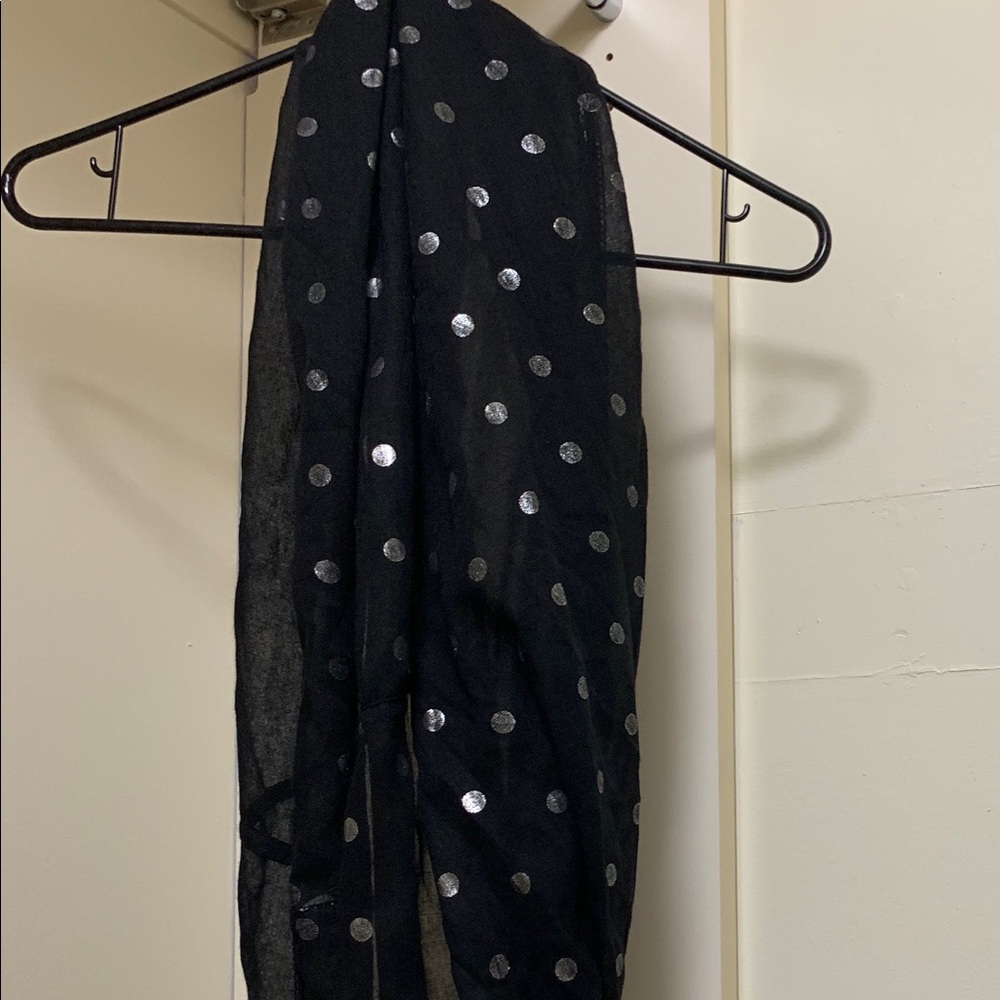 Black polka dot infinity scarf